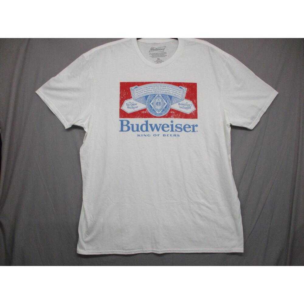 Budweiser White Graphic Short‎ Sleeve Tee Unisex T-Shirt Size Extra Large